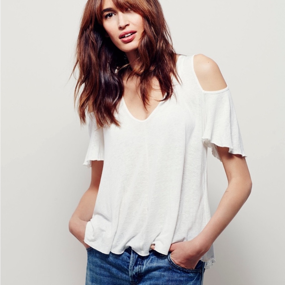 Free People bittersweet cold shoulder tee Large
